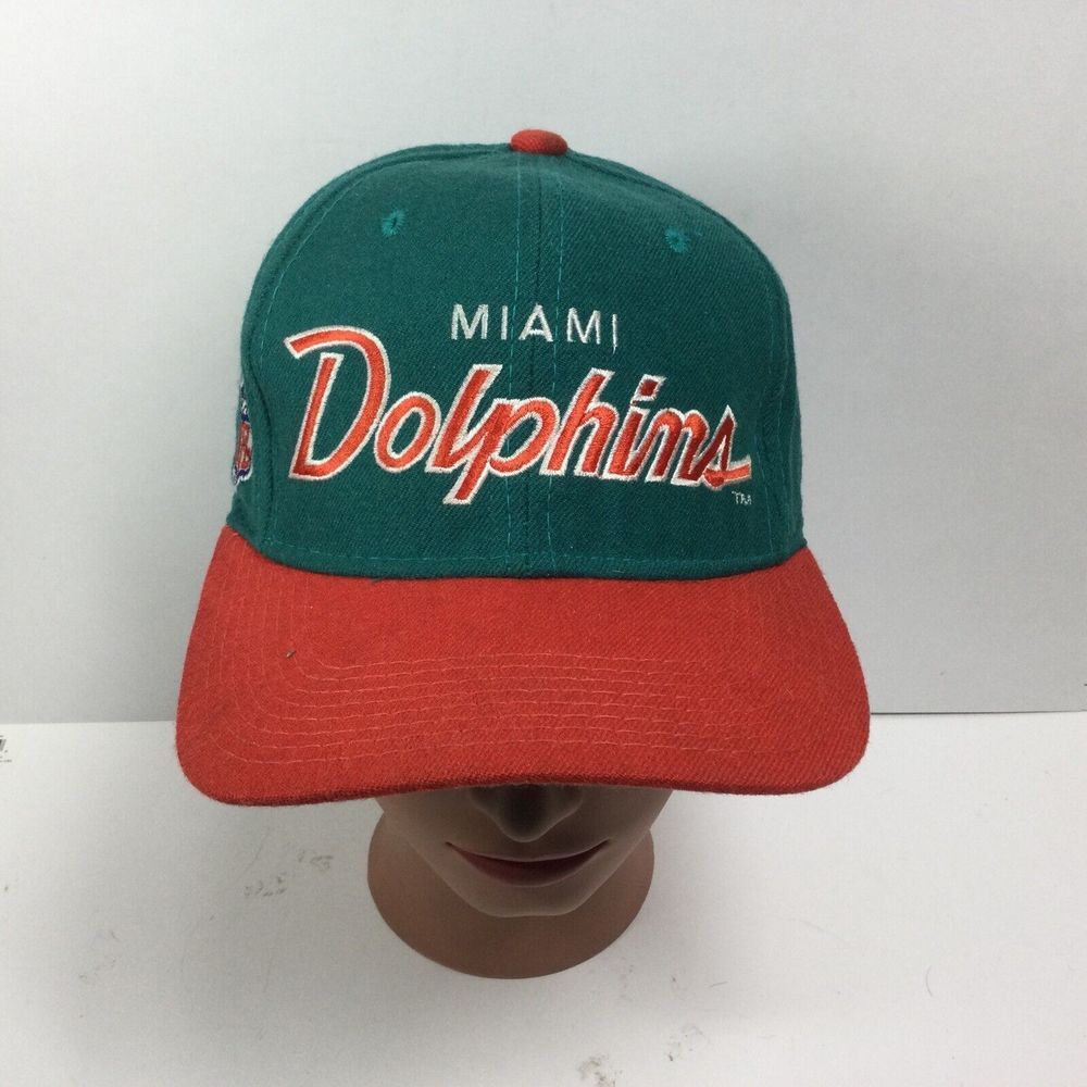 Vtg Sports Specialties Plain Logo Miami‎ Dolphins Hat Football Wool Fitted 7 1/4